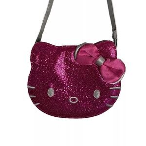 Sanrio Hello Kitty Pink Sequins Shoulder Hand Bag Zip Top Pink And Silver Colors